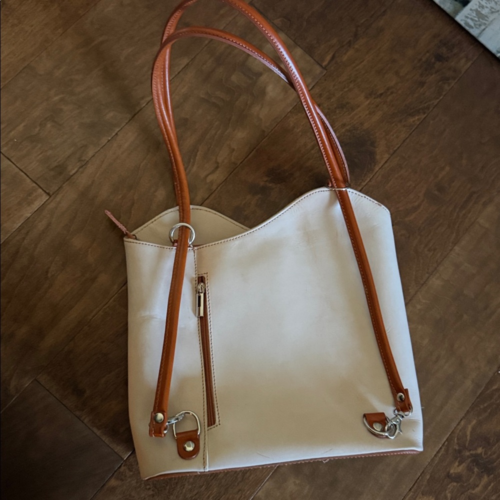 Beige and Brown Tote Bag